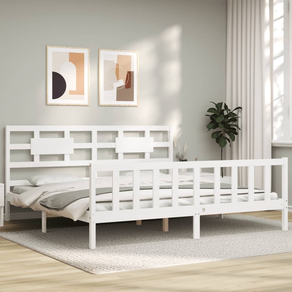 Estrutura cama Super King Size c/ cabeceira madeira branco