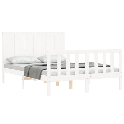 Estrutura de cama com cabeceira 140x190cm madeira maciça branco