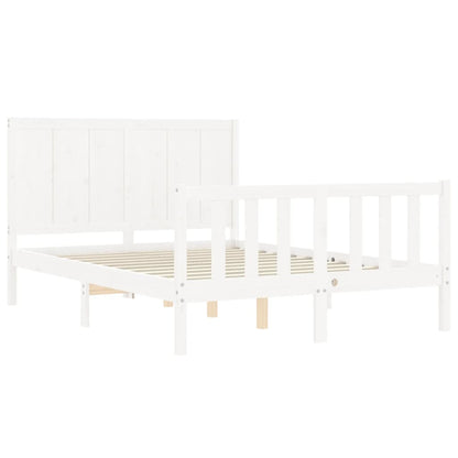 Estrutura de cama com cabeceira 140x190cm madeira maciça branco