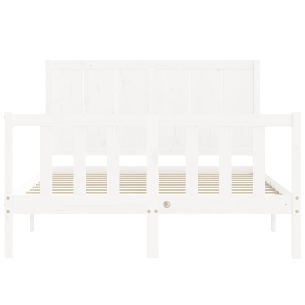 Estrutura de cama com cabeceira 140x190cm madeira maciça branco