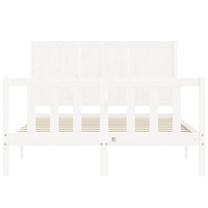 Estrutura de cama com cabeceira 140x190cm madeira maciça branco