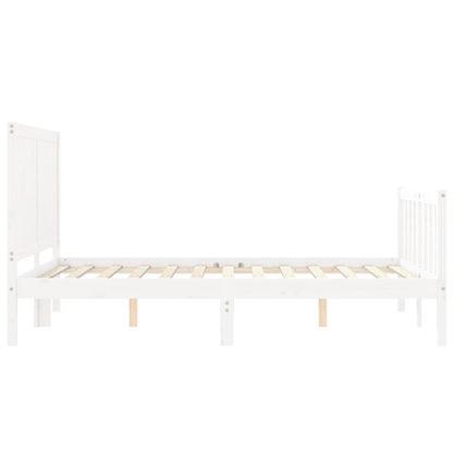 Estrutura de cama com cabeceira 140x190cm madeira maciça branco