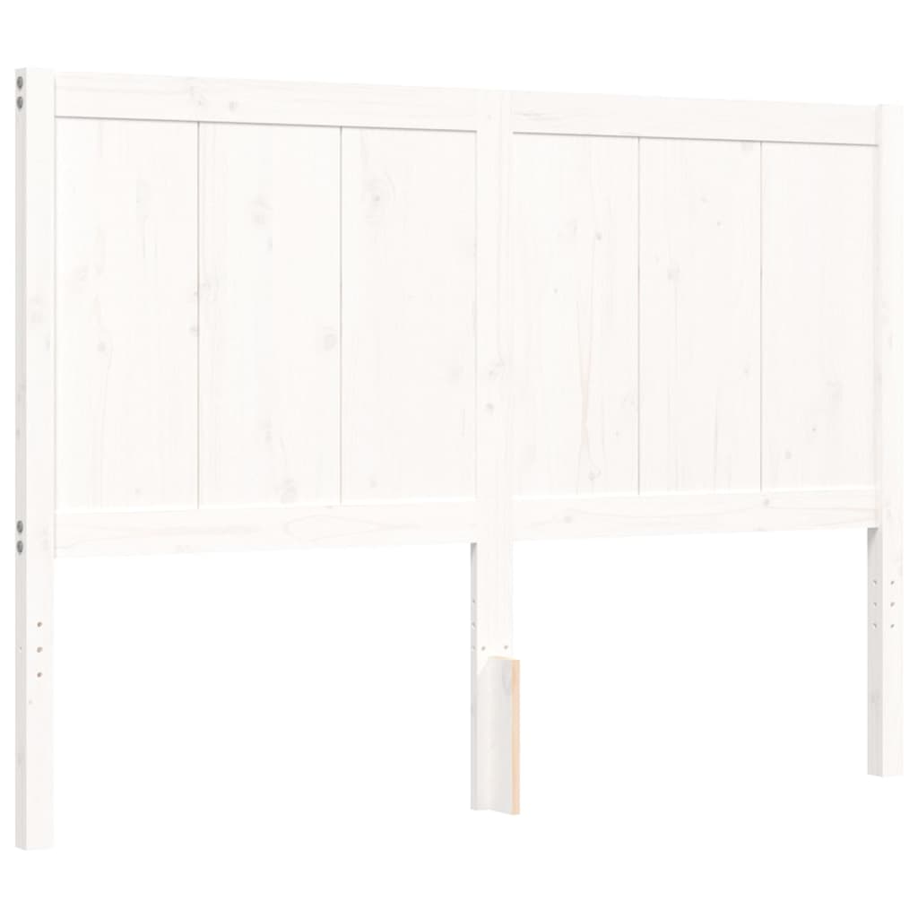 Estrutura de cama com cabeceira 140x190cm madeira maciça branco