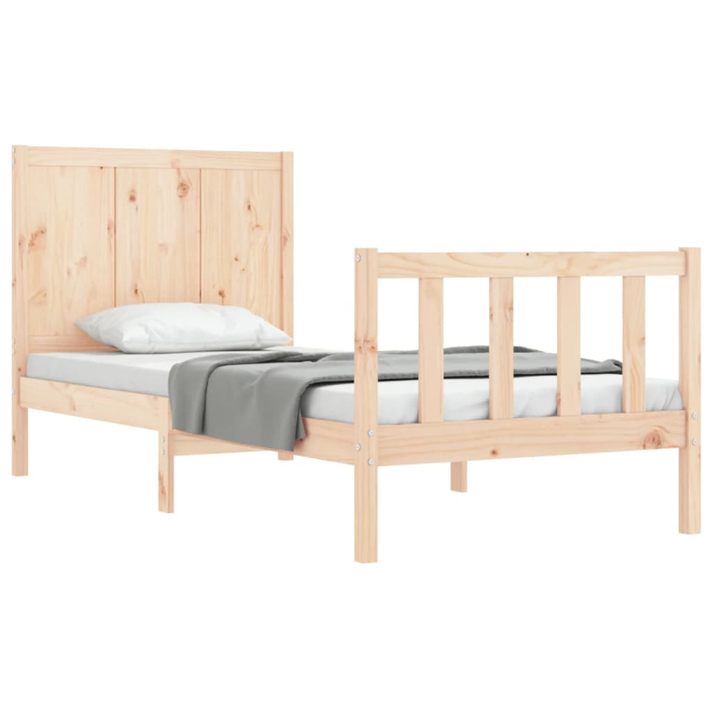 Estrutura de cama com cabeceira 90x200 cm madeira maciça