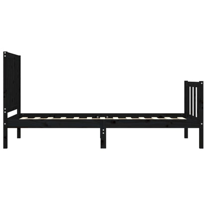 Estrutura de cama com cabeceira 90x200 cm madeira maciça preto