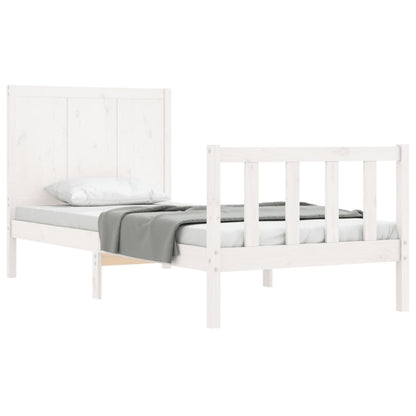 Estrutura de cama com cabeceira 100x200cm madeira maciça branco