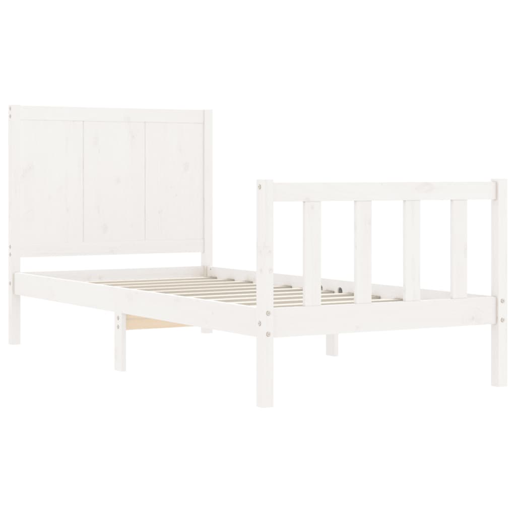 Estrutura de cama com cabeceira 100x200cm madeira maciça branco