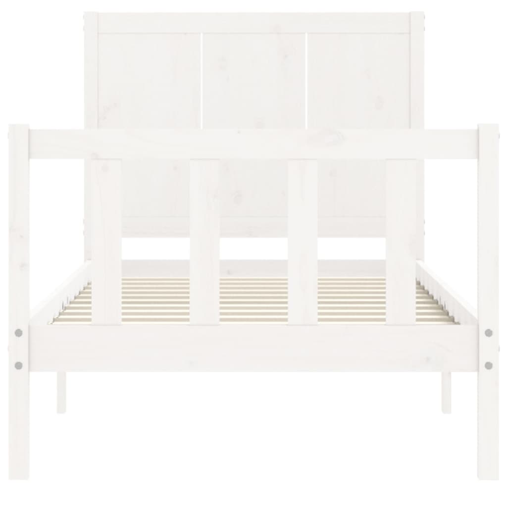 Estrutura de cama com cabeceira 100x200cm madeira maciça branco