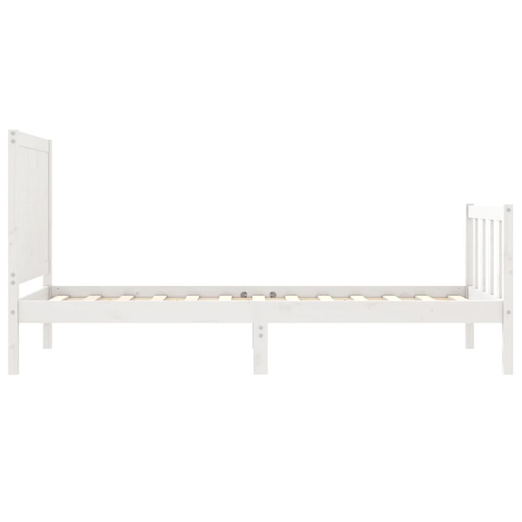 Estrutura de cama com cabeceira 100x200cm madeira maciça branco