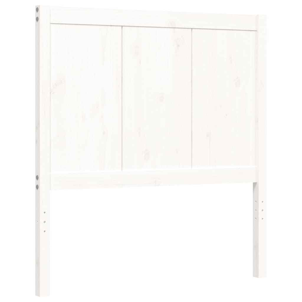 Estrutura de cama com cabeceira 100x200cm madeira maciça branco