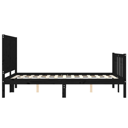 Estrutura de cama com cabeceira 120x200cm madeira maciçao preto