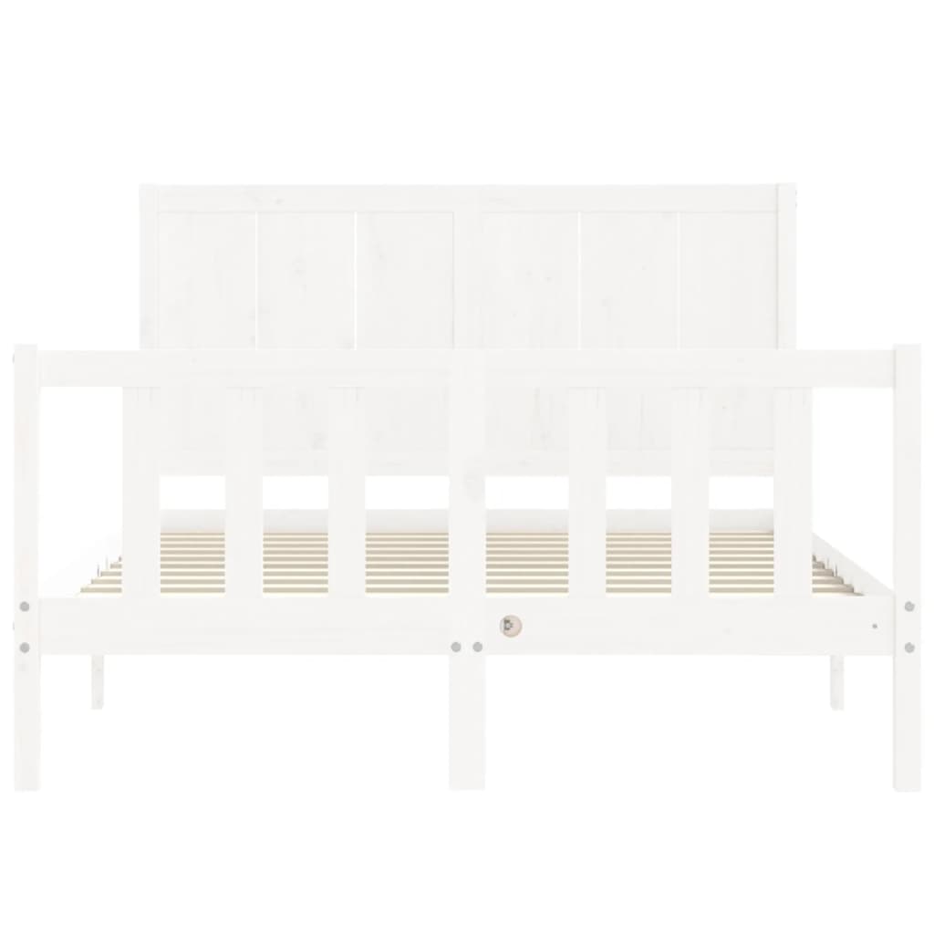 Estrutura de cama com cabeceira 140x200cm madeira maciça branco