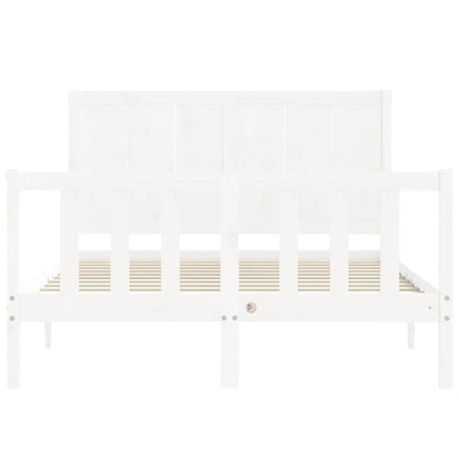 Estrutura de cama com cabeceira 140x200cm madeira maciça branco