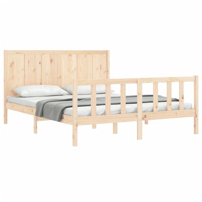 Estrutura de cama com cabeceira 160x200 cm madeira maciça