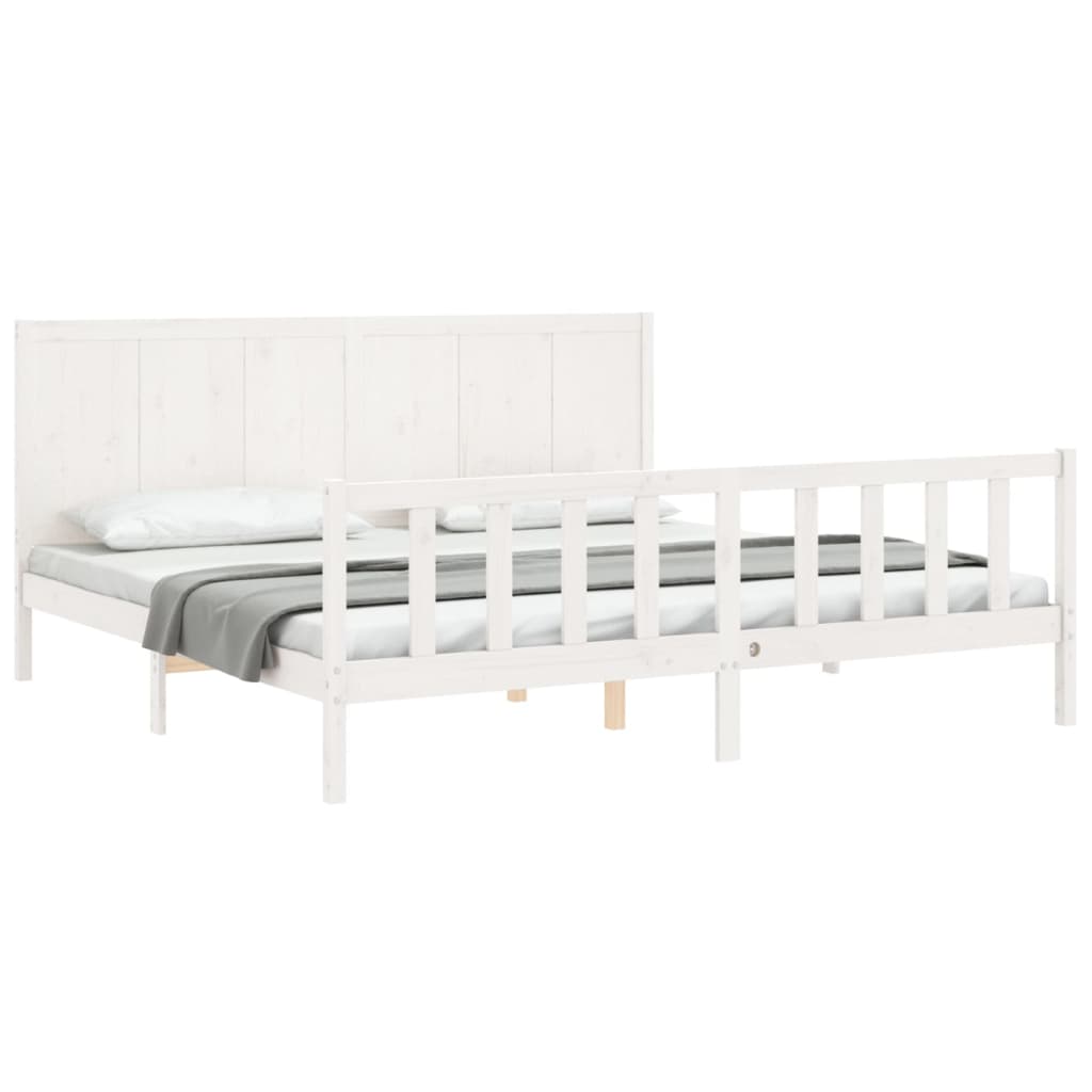 Estrutura cama Super King Size c/ cabeceira madeira branco