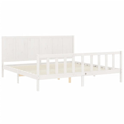 Estrutura cama Super King Size c/ cabeceira madeira branco