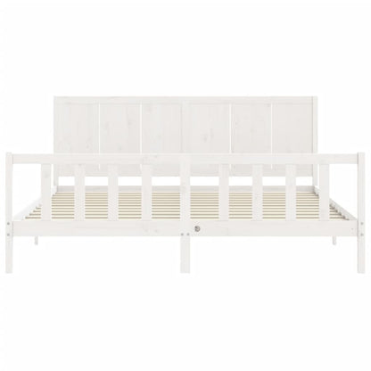 Estrutura cama Super King Size c/ cabeceira madeira branco