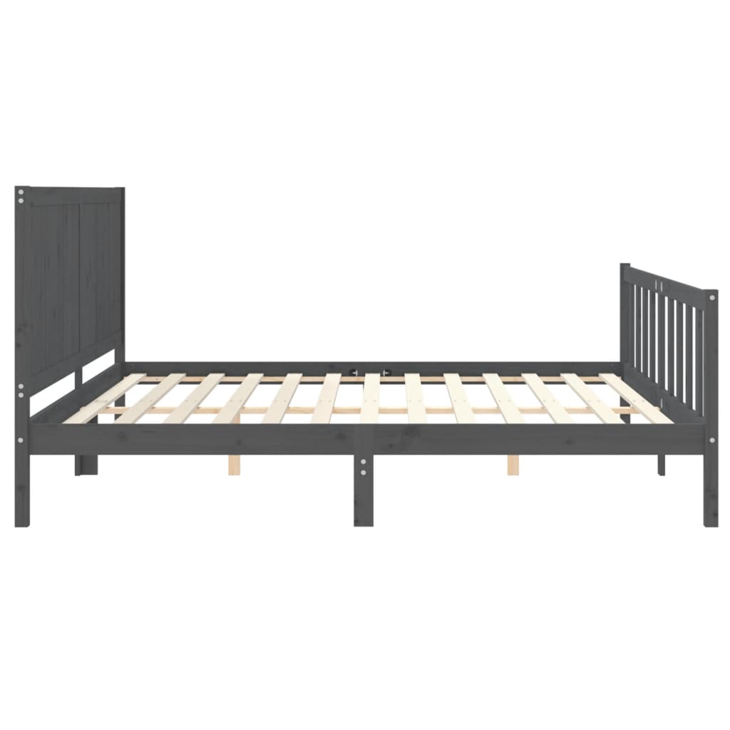 Estrutura de cama com cabeceira 200x200 cm madeira maciça cinza