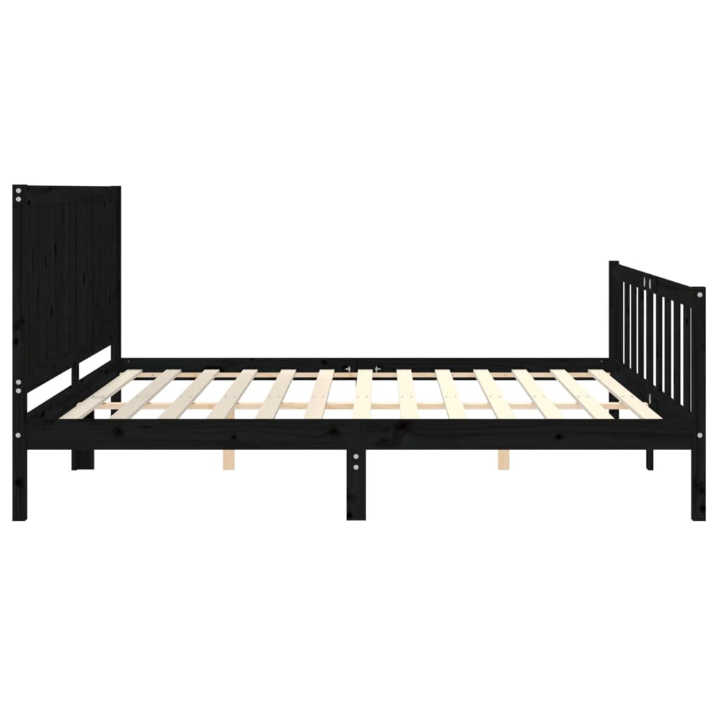 Estrutura de cama com cabeceira 200x200 cm madeira maciça preto