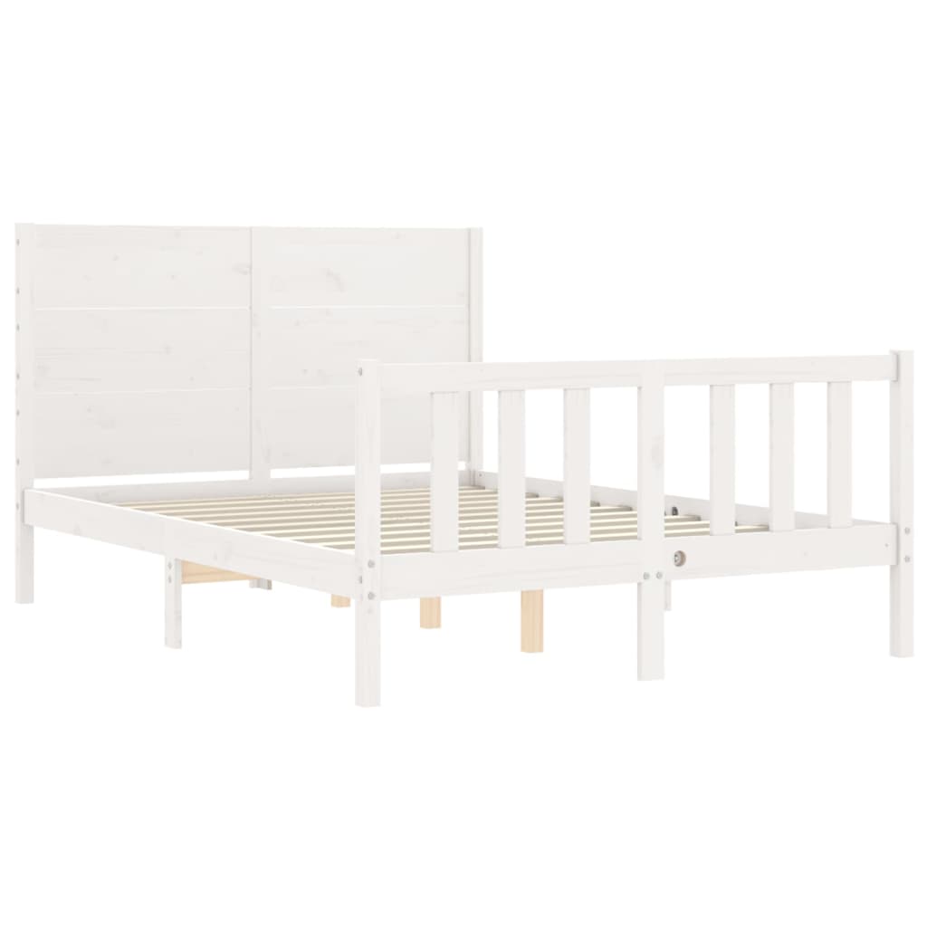 Estrutura de cama com cabeceira 140x190cm madeira maciça branco