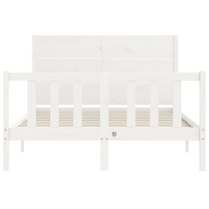 Estrutura de cama com cabeceira 140x190cm madeira maciça branco