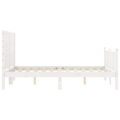 Estrutura de cama com cabeceira 140x190cm madeira maciça branco