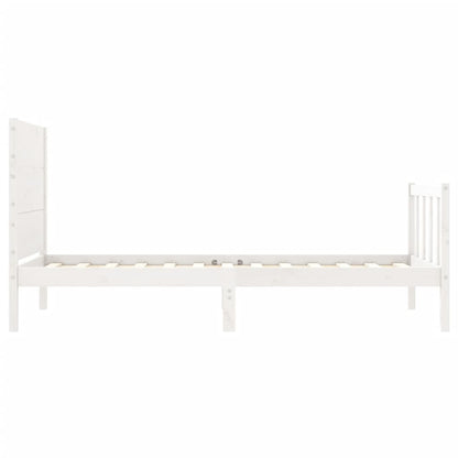 Estrutura de cama com cabeceira 100x200cm madeira maciça branco