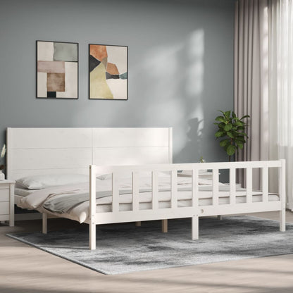 Estrutura cama Super King Size c/ cabeceira madeira branco