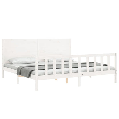 Estrutura cama Super King Size c/ cabeceira madeira branco