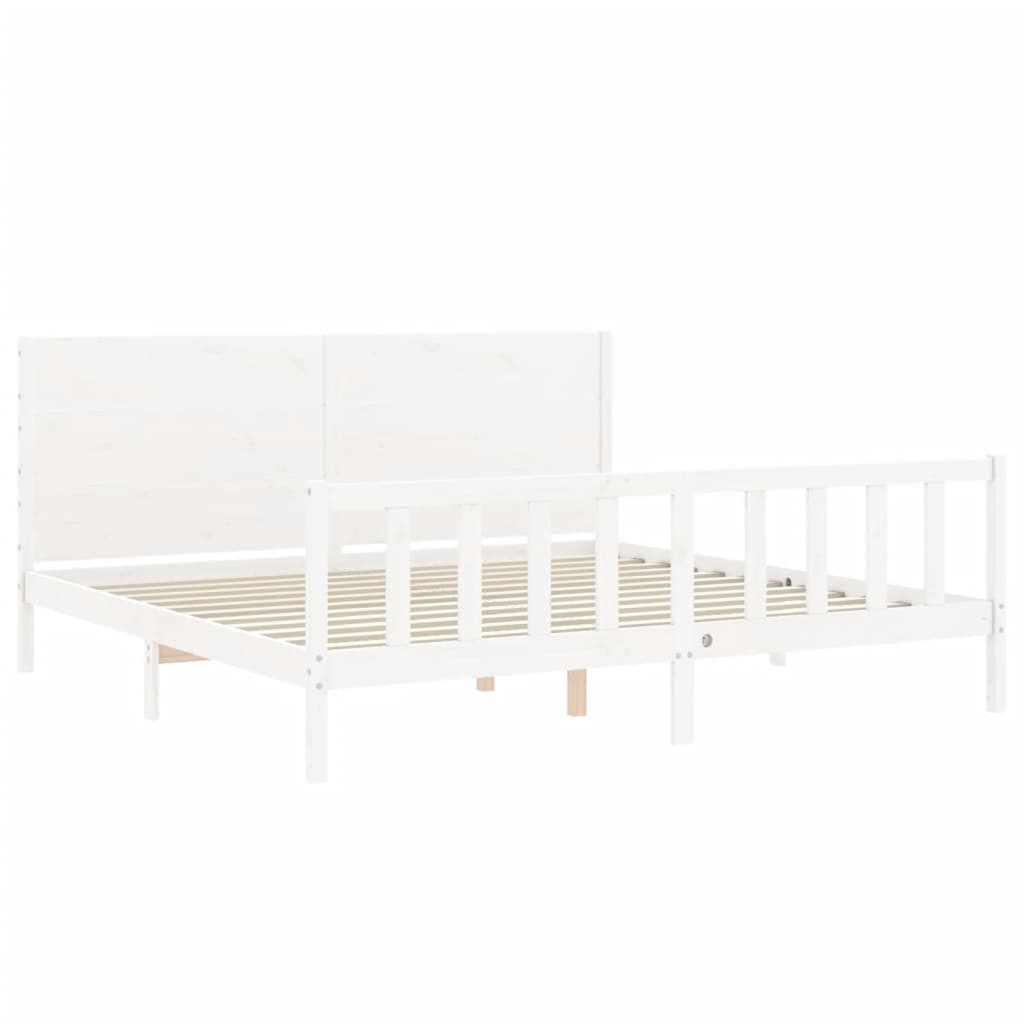 Estrutura cama Super King Size c/ cabeceira madeira branco