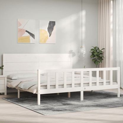 Estrutura cama Super King Size c/ cabeceira madeira branco