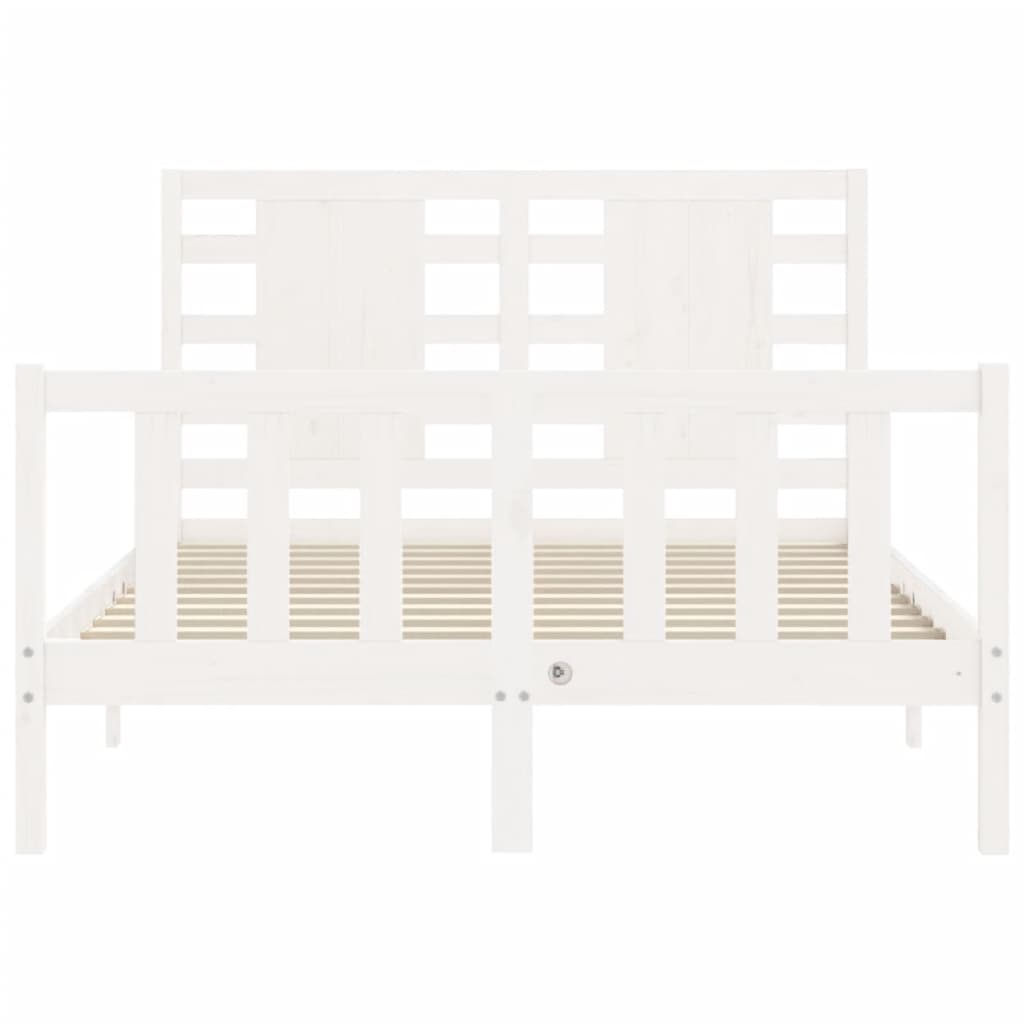 Estrutura de cama com cabeceira 140x190cm madeira maciça branco