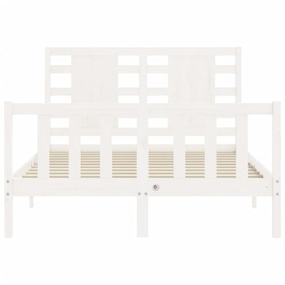 Estrutura de cama com cabeceira 140x190cm madeira maciça branco