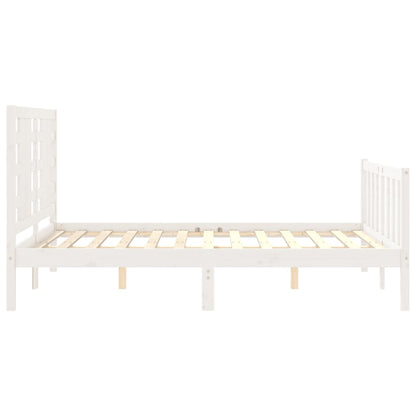 Estrutura de cama com cabeceira 140x190cm madeira maciça branco