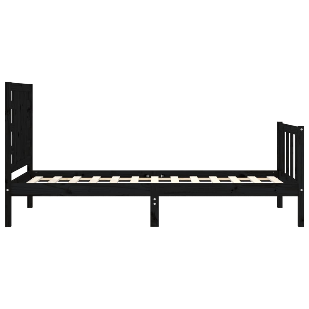 Estrutura de cama com cabeceira 90x200 cm madeira maciça preto