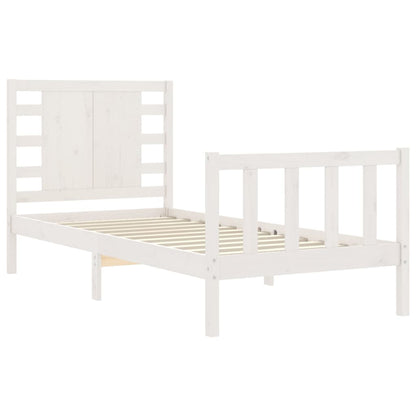 Estrutura de cama com cabeceira 100x200cm madeira maciça branco