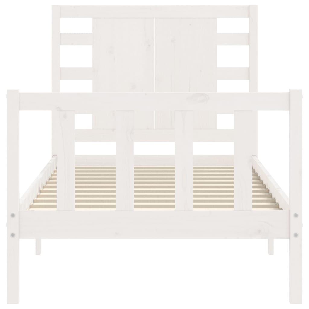 Estrutura de cama com cabeceira 100x200cm madeira maciça branco