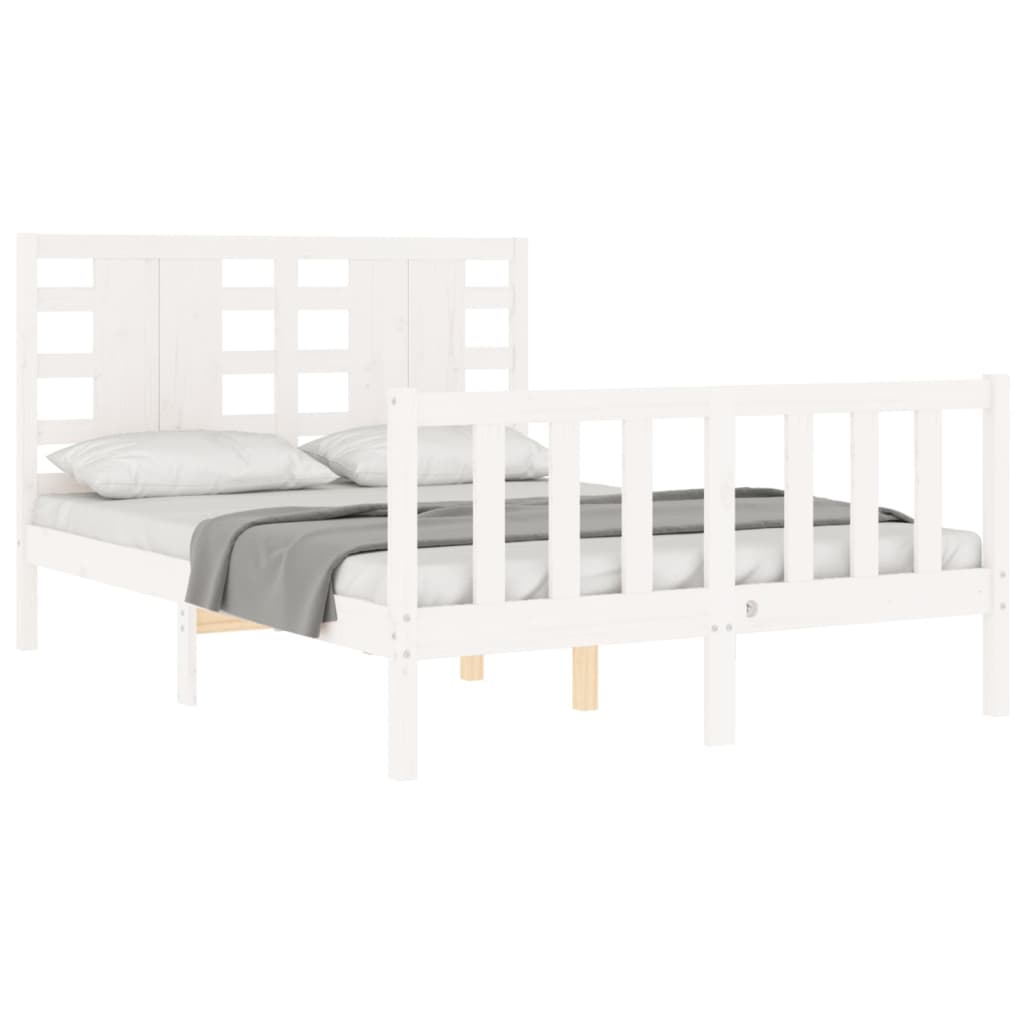 Estrutura de cama com cabeceira 120x200cm madeira maciça branco