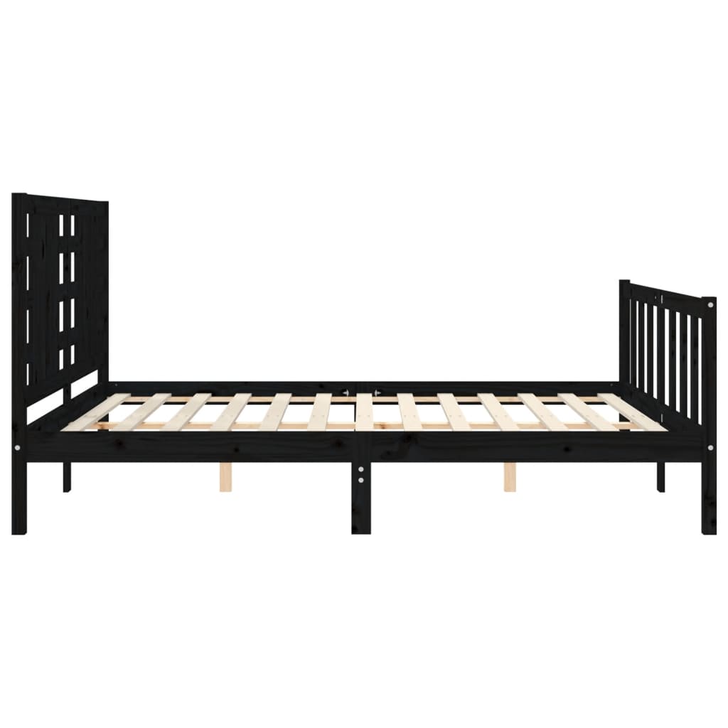 Estrutura de cama com cabeceira 160x200 cm madeira maciça preto