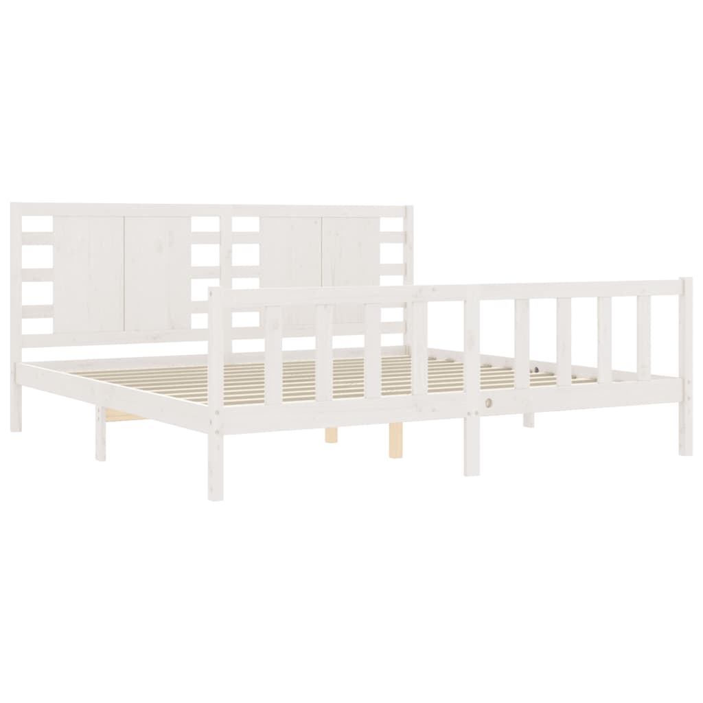 Estrutura de cama com cabeceira 200x200cm madeira maciça branco