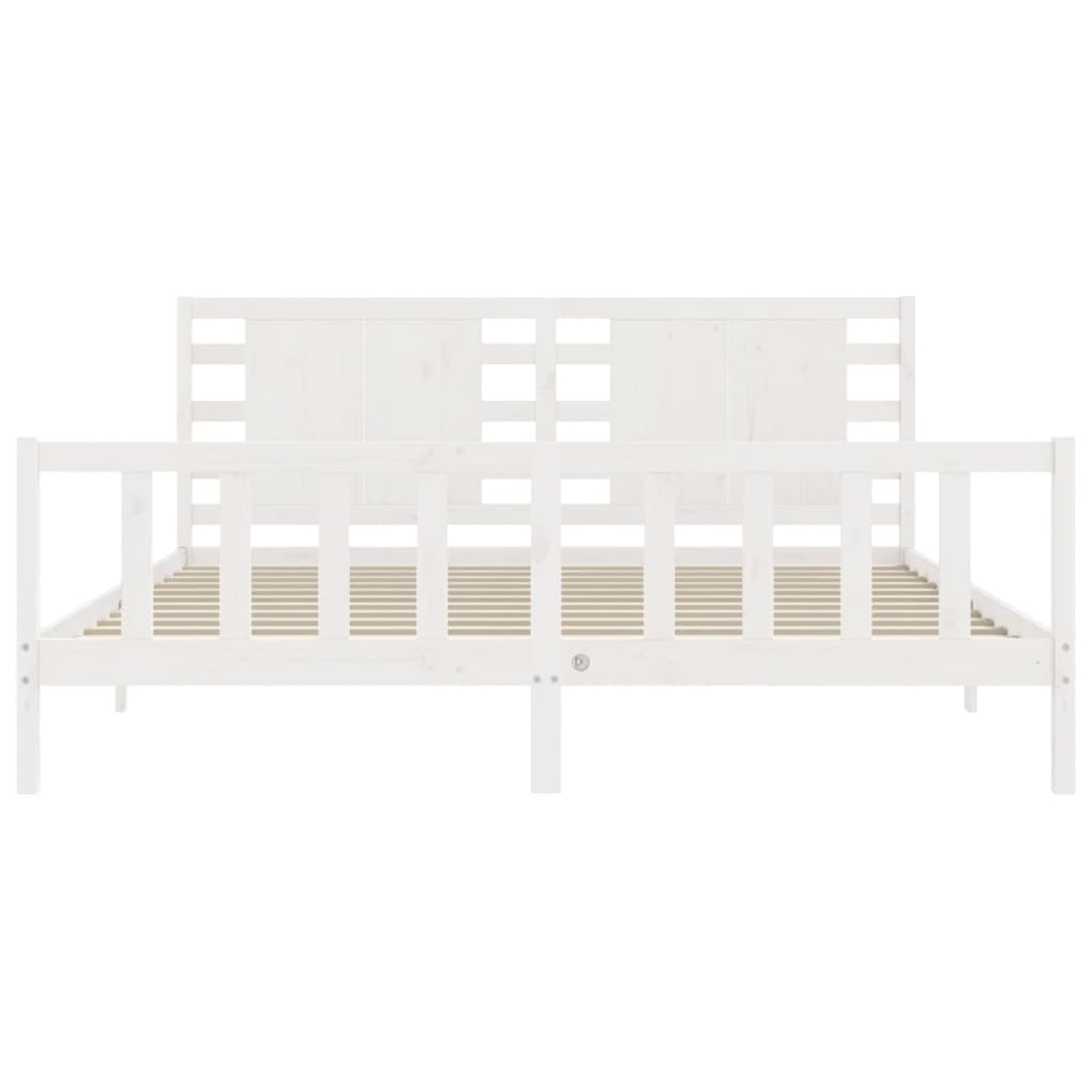 Estrutura de cama com cabeceira 200x200cm madeira maciça branco