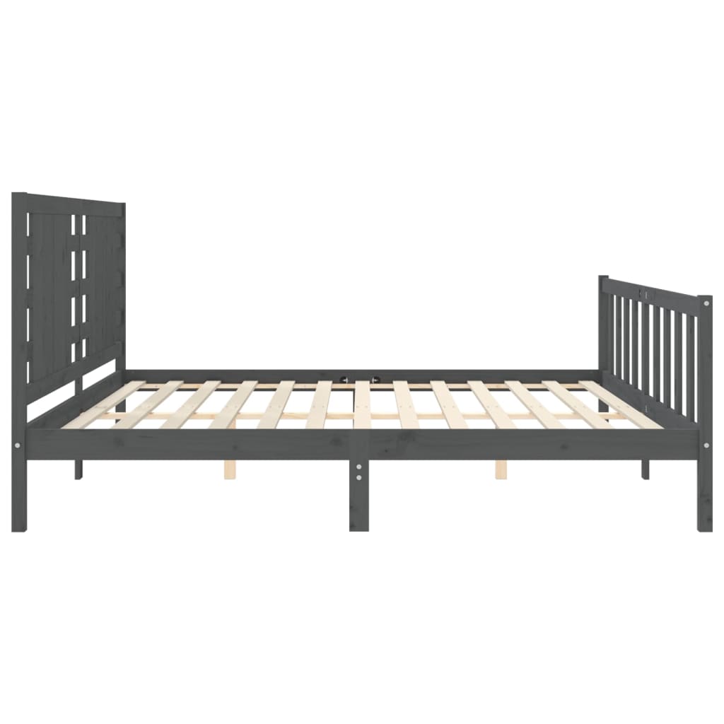 Estrutura de cama com cabeceira 200x200 cm madeira maciça cinza