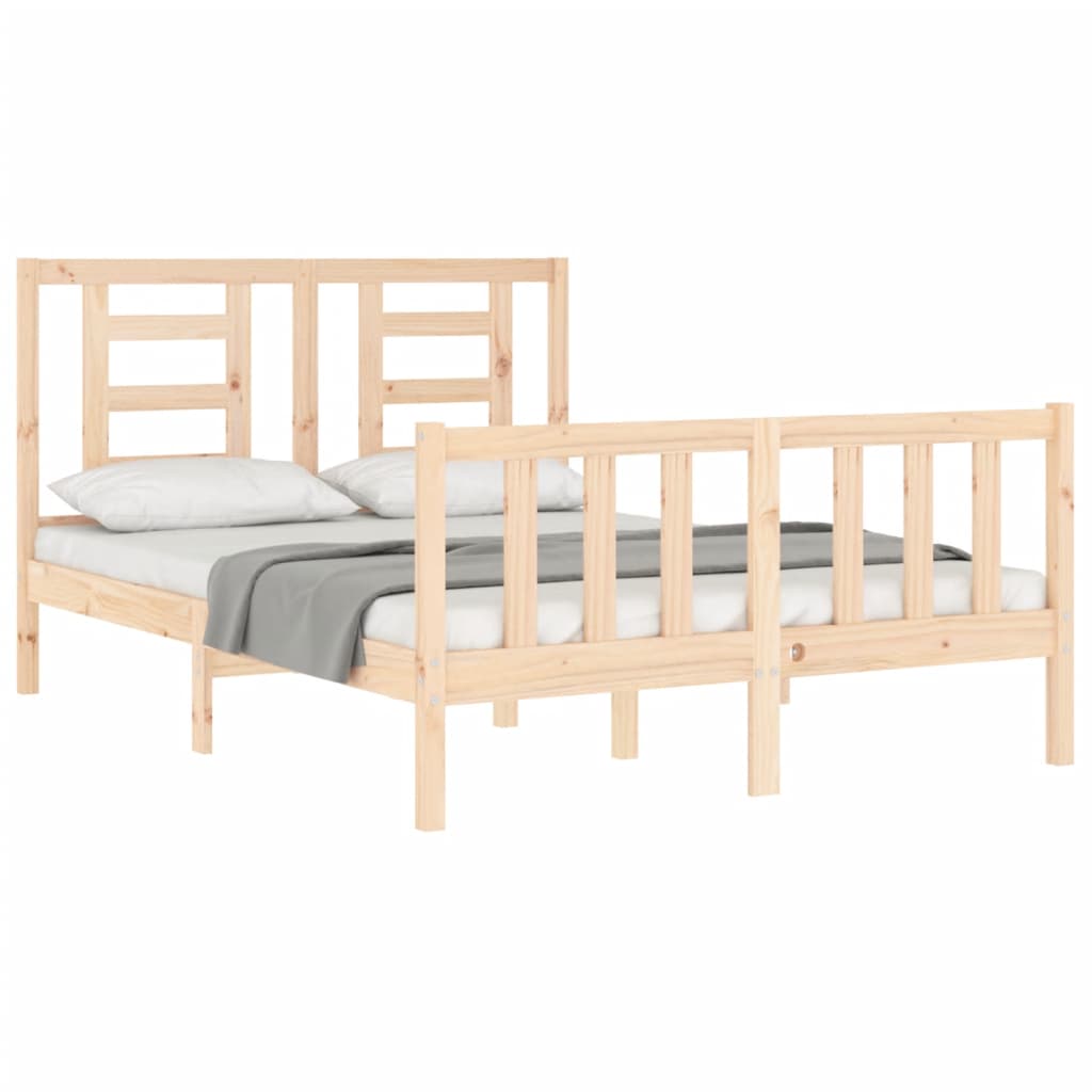 Estrutura de cama com cabeceira 140x190 cm madeira maciça