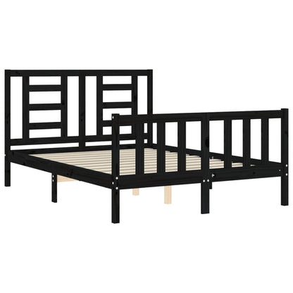 Estrutura de cama com cabeceira 140x190 cm madeira maciça preto