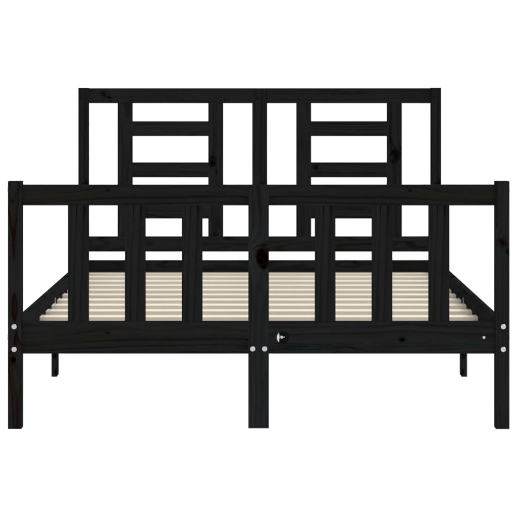 Estrutura de cama com cabeceira 140x190 cm madeira maciça preto