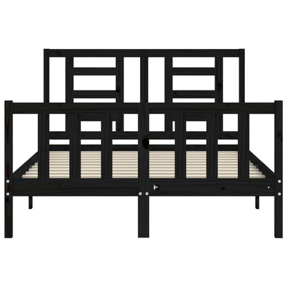 Estrutura de cama com cabeceira 140x190 cm madeira maciça preto