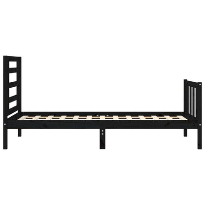 Estrutura de cama com cabeceira 90x200 cm madeira maciça preto