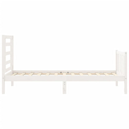 Estrutura de cama com cabeceira 100x200cm madeira maciça branco