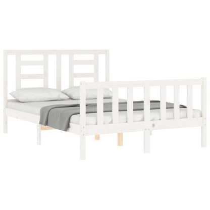 Estrutura de cama com cabeceira 140x200cm madeira maciça branco