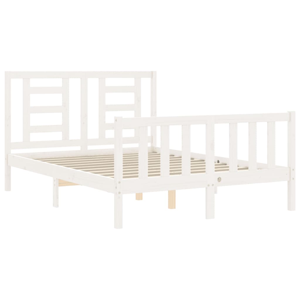 Estrutura de cama com cabeceira 140x200cm madeira maciça branco